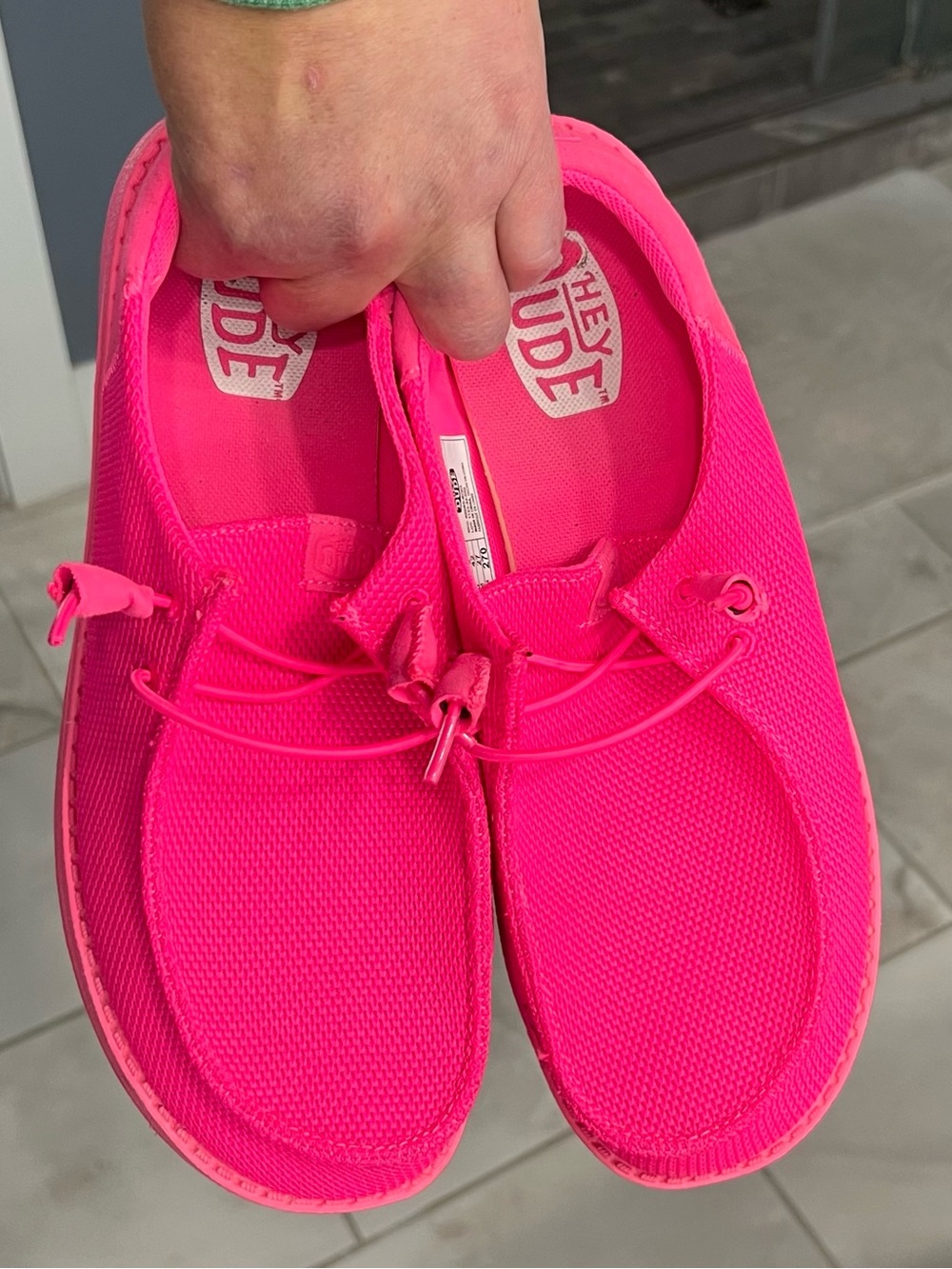 Hey Dude Neon Hot Pink Slip-On Moccasins